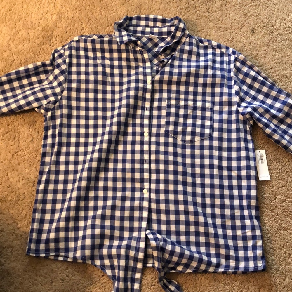 Plaid button up front tie